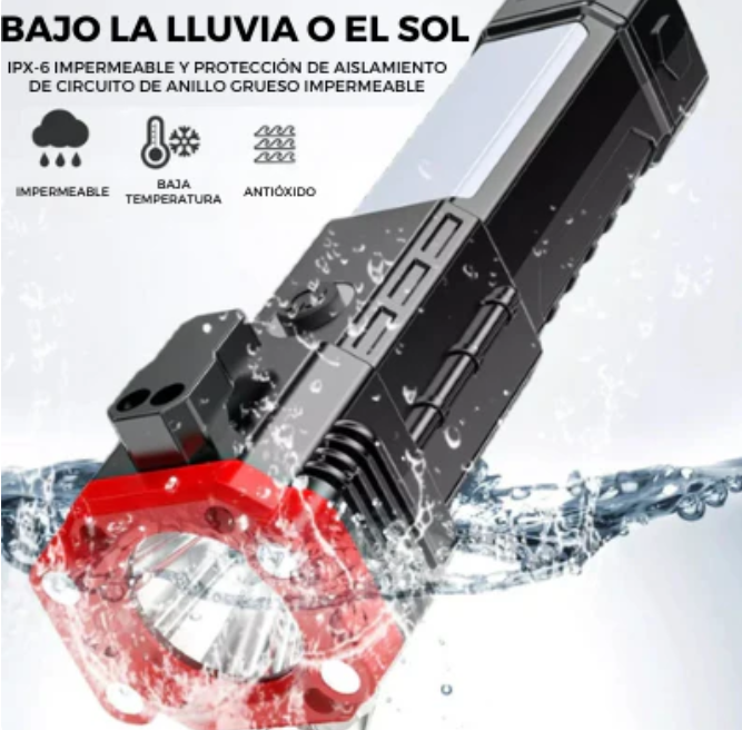 ¡Multifuncional y Recargable! LINTERNA TACTICA 4 EN 1🔦
